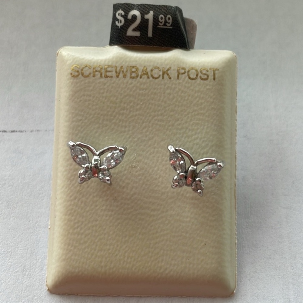Silver Screw back Butterfly Earrings